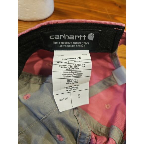 Carhartt Hat Cap Logo Pink One Size Adjustable Stretch Strapback Casual - Picture 5 of 5